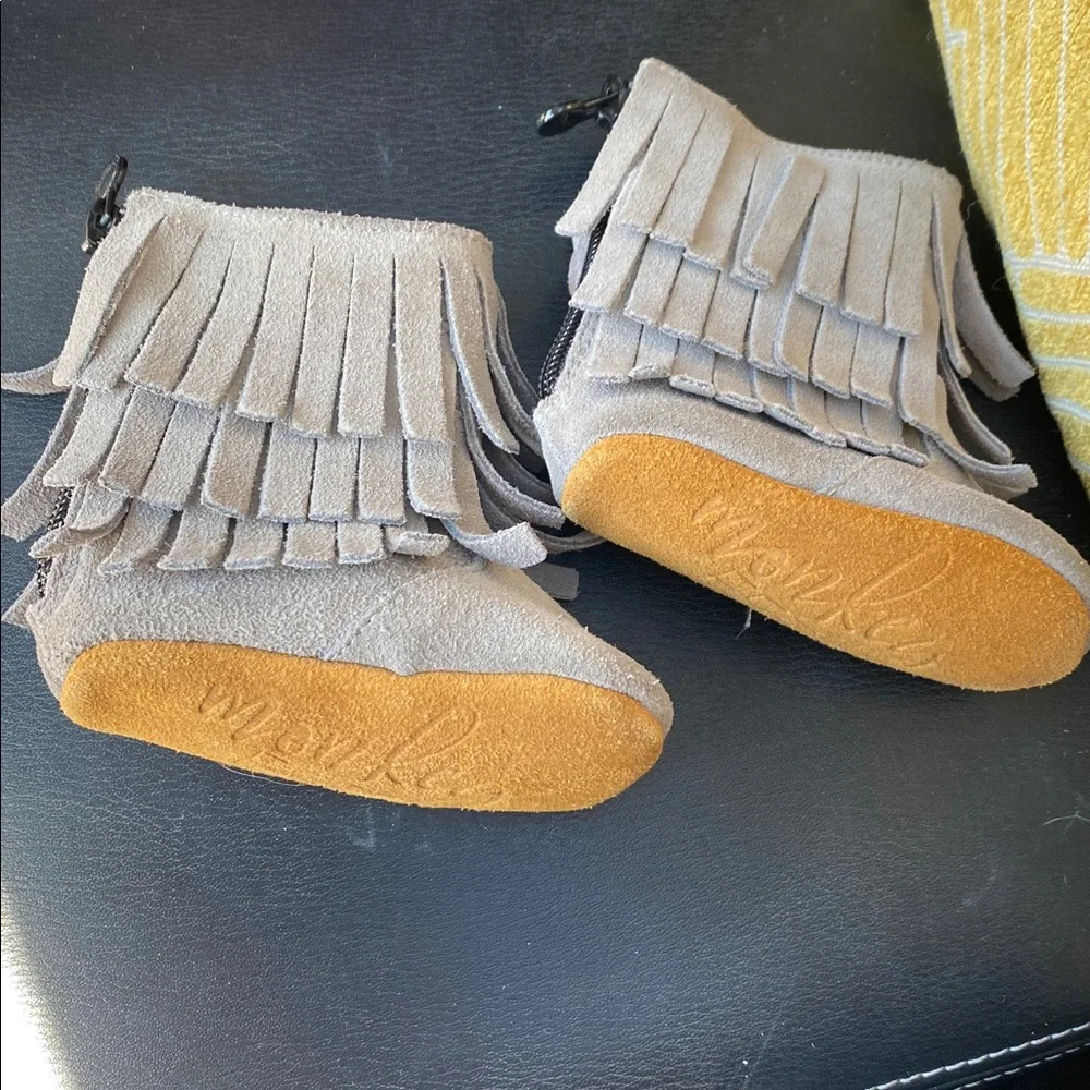 Monkey Feet Fringed Tan Kids Moccasin style Boots